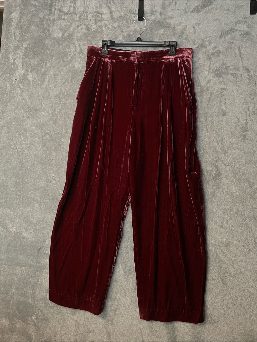 Banana Republic Women’s Velvet Wide Leg, High Waisted, Pleated Pants Size 12